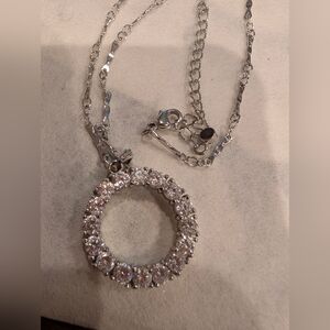 Sparkling Circular Pendant Necklace in White Crystal - Women